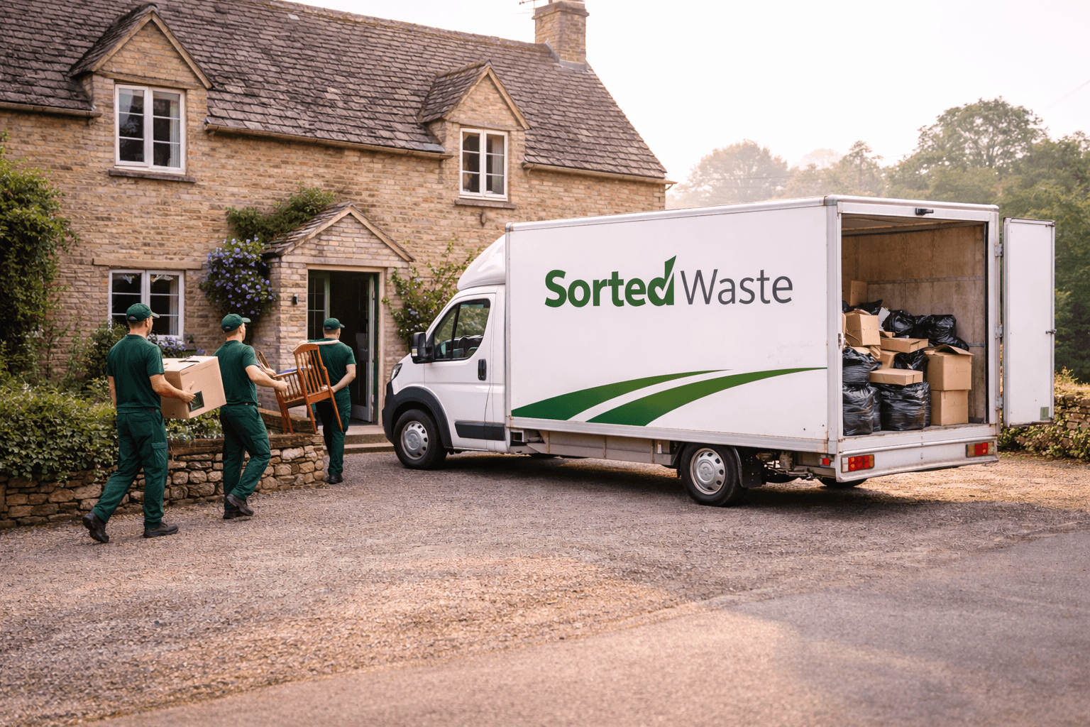 Sorted Waste van driving through a Somerset village