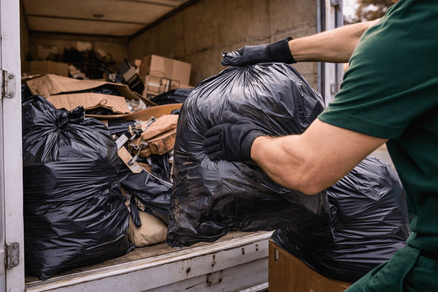 Sorted Waste van loaded with rubbish for collection